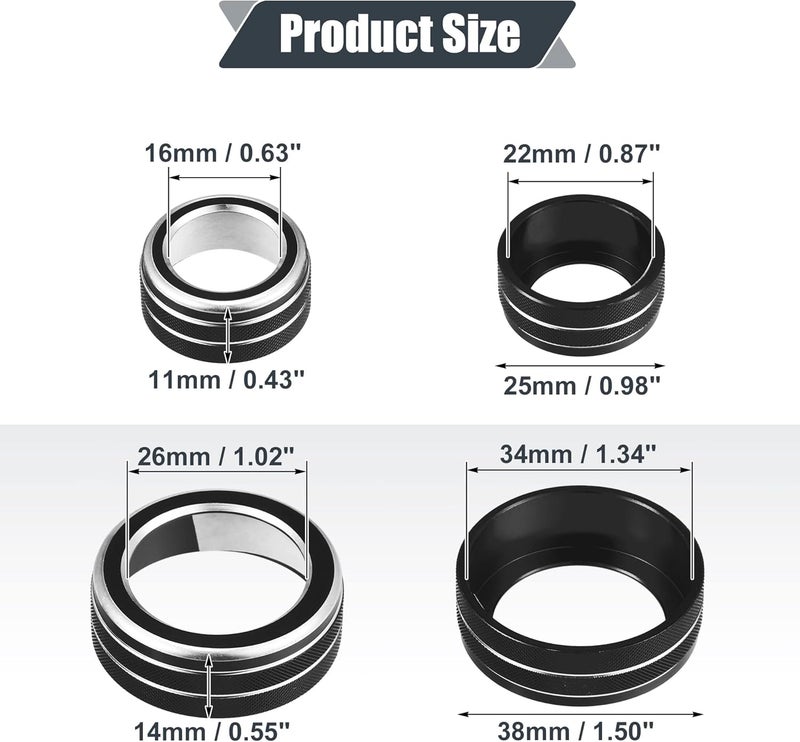 Edinstry 3pcs Black Aluminum Alloy Air Conditioner Knob Ring Covers Volume Knob Control Knob Button Cover Trim Compatible with Honda CRV 2017 2018 2019 2020 2021 - Image 4